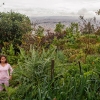 Skolen ligger med udsigt ud over Bogota. Her står Julian og hans ven Yeini i skolens have. I haven dyrker de grøntsager, der bruges i madlavningen på skolen.  – Foto: Andreas Beck